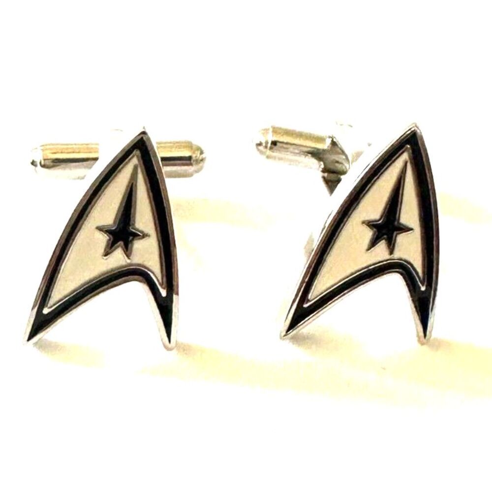 Star Trek Starfleet Command Delta Shield Cufflinks — Silver & White